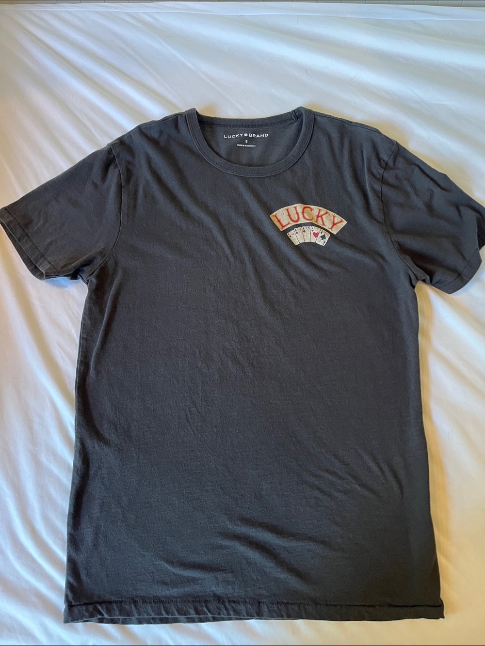 Lucky Brand Washed Black Short Sleeve Graphic Crewneck Tee